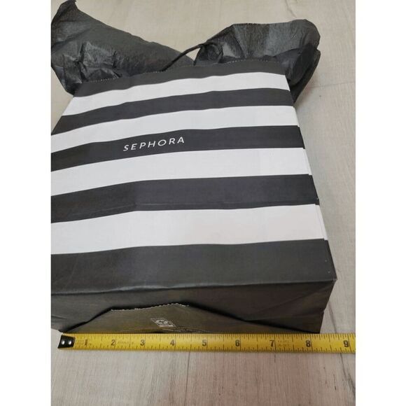 🖤🤍 SEPHORA Empty Black White Striped Paper Shopping Gift Bag with Tissues - Picture 4 of 9